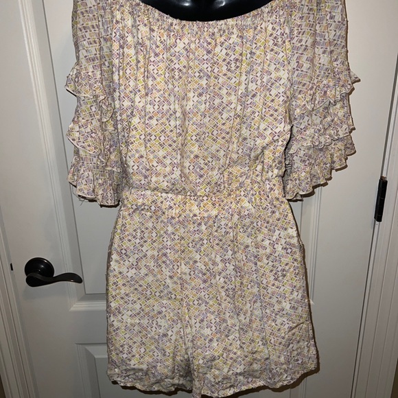 Fate Multicolored Womens Romper Shorts Geometric Size Medium 3/4 Sleeve - Picture 13 of 13